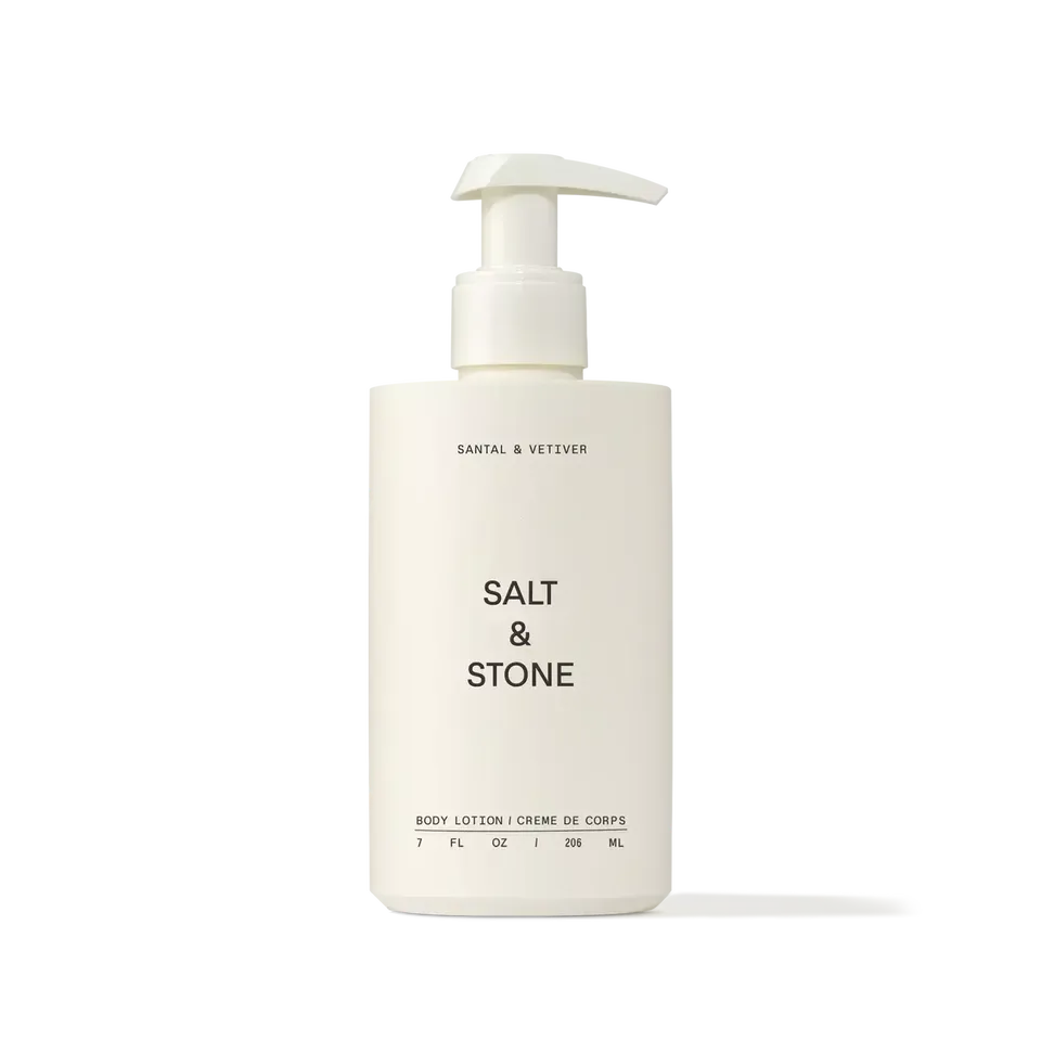 Salt & Stone body lotion, Santal & Vetiver, 206 ml pump bottle.