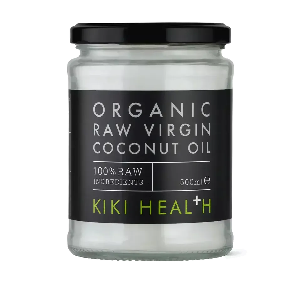 Kiki Health organic raw virgin coconut oil, 500ml jar.