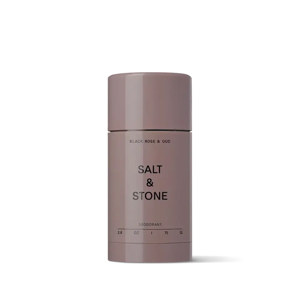 Salt & Stone deodorant, black rose and oud scent, 75g.