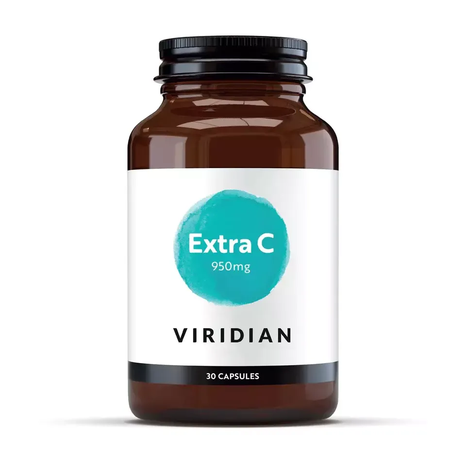 Viridian Extra C 950mg, 30 capsules in a brown bottle.
