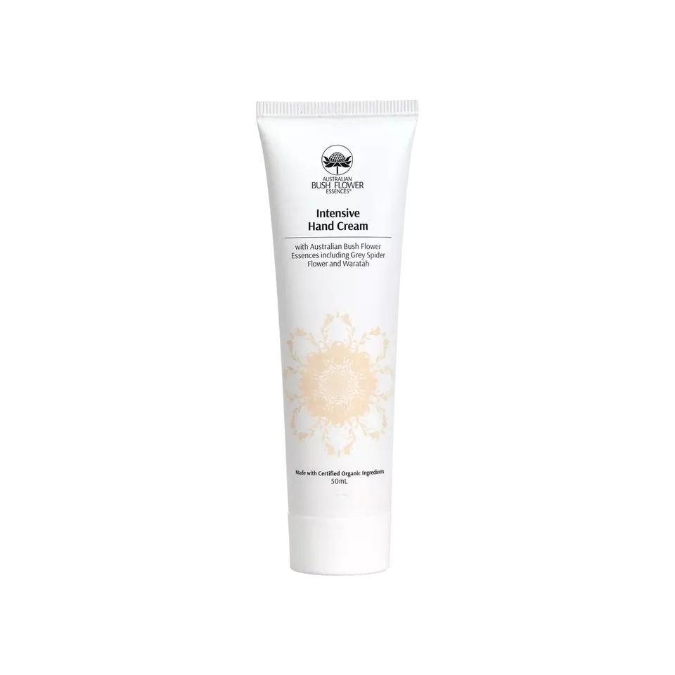 White tube of Intensive Hand Cream, 50ml, with Australian Bush Flower Essences.