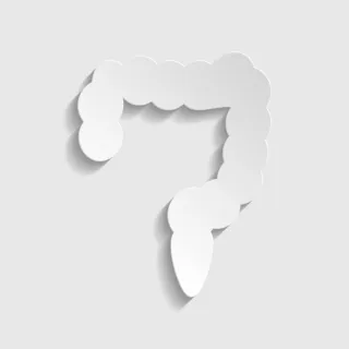 White stylised colon shape on a light grey background.